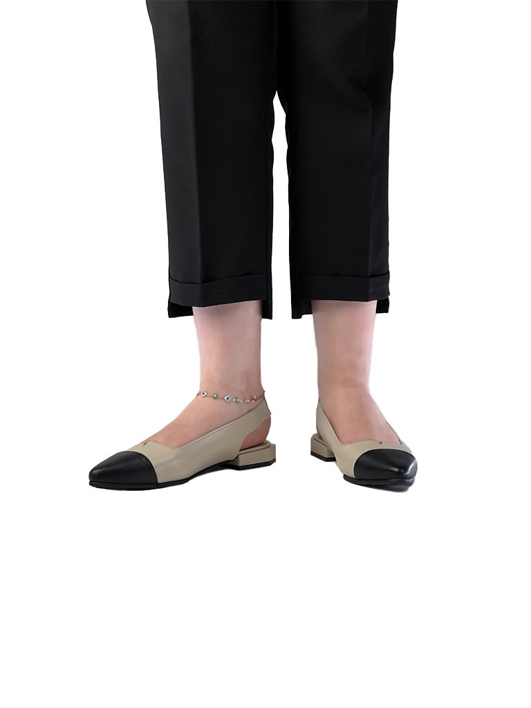 کفش چرم کاکتوس کرمی ws1028
